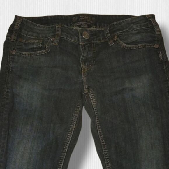 SILVER Aiko Low Rise Dark Faded Denim Skinny Jeans - Picture 2 of 5